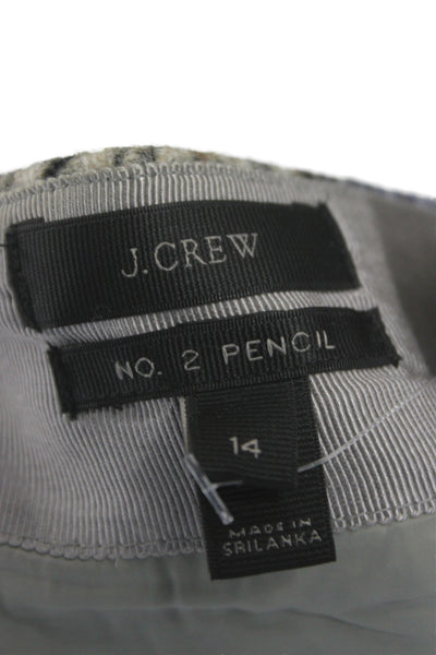 J Crew Womens Black Check Pencil Skirt Wool Blend Knee Length Size 14