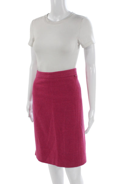 Bogner Womens Straight Pencil Skirt Pink Knee Length Virgin Wool Size L