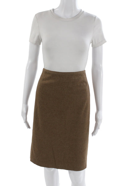 Akris Womens Straight Pencil Skirt Brown Wool Knee Length Solid Size 14