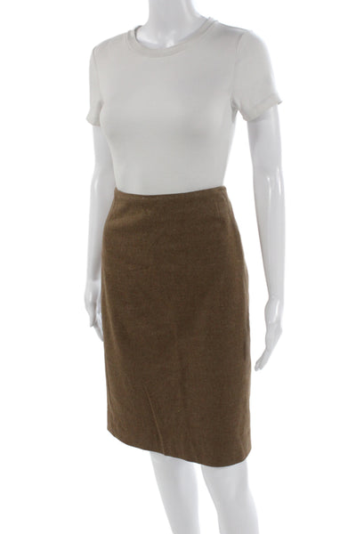 Akris Womens Straight Pencil Skirt Brown Wool Knee Length Solid Size 14