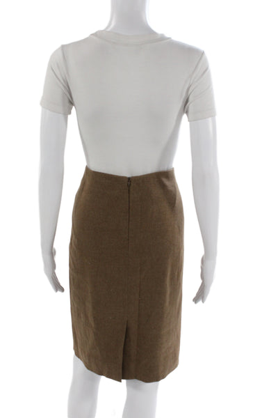 Akris Womens Straight Pencil Skirt Brown Wool Knee Length Solid Size 14
