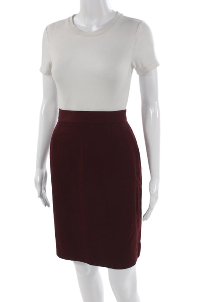 Escada Women Red Wool Cotton Straight Pencil Skirt Knee Length Size 38