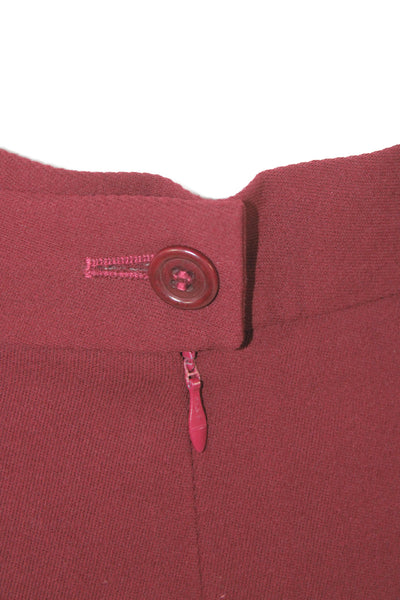 Escada Women Red Wool Cotton Straight Pencil Skirt Knee Length Size 38