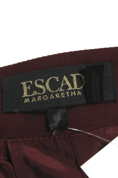 Escada Women Red Wool Cotton Straight Pencil Skirt Knee Length Size 38