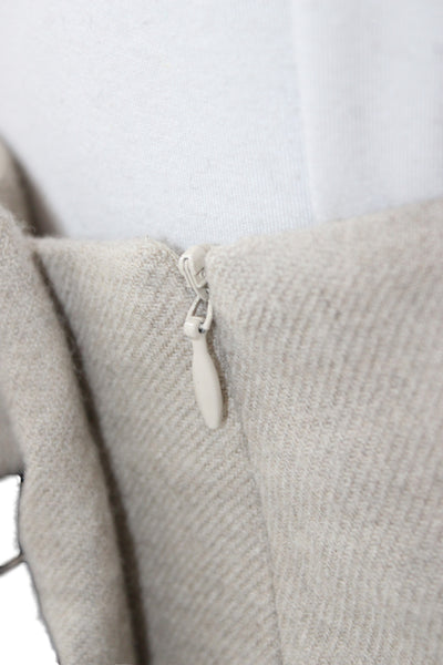 Akris Women Beige Wool Cotton Straight Pencil Skirt Knee Length Size 12