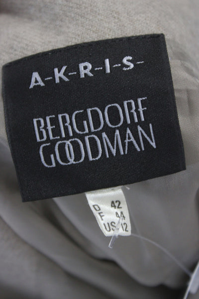 Akris Women Beige Wool Cotton Straight Pencil Skirt Knee Length Size 12