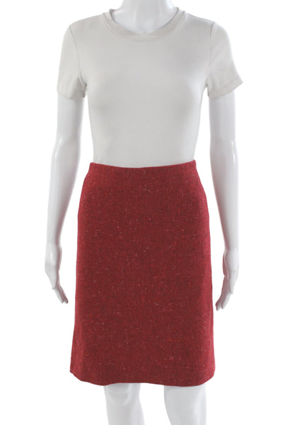 Akris Punto Women A-Line Wool Cotton Red Knee Length Skirt Size 16
