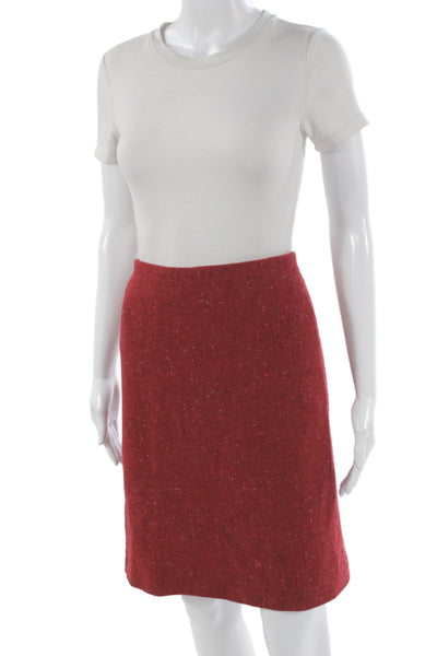 Akris Punto Women A-Line Wool Cotton Red Knee Length Skirt Size 16