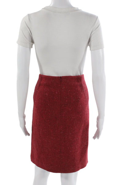 Akris Punto Women A-Line Wool Cotton Red Knee Length Skirt Size 16