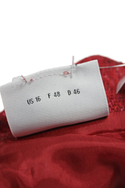 Akris Punto Women A-Line Wool Cotton Red Knee Length Skirt Size 16