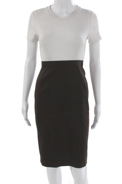 Escada Margaretha Ley Womens Knee Length Straight Pencil Skirt Brown Size 40