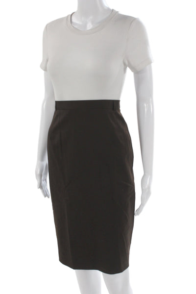 Escada Margaretha Ley Womens Knee Length Straight Pencil Skirt Brown Size 40