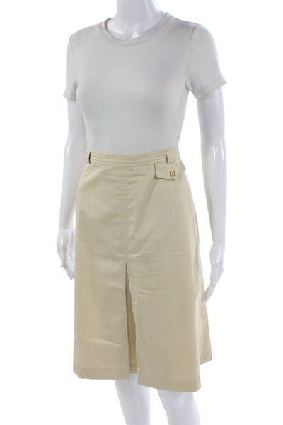 Escada Women Beige Straight Pencil Skirt Knee Length Cotton Size 40