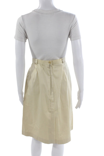 Escada Women Beige Straight Pencil Skirt Knee Length Cotton Size 40