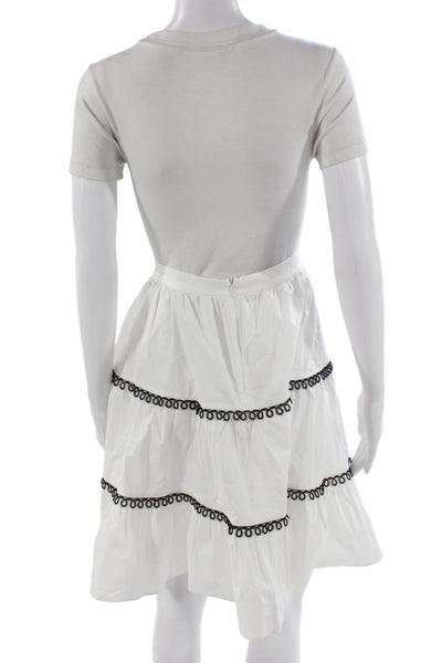 Pinko Womens A-Line Peasant Skirt White Cotton Stretch Size 6