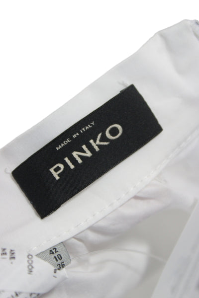 Pinko Womens A-Line Peasant Skirt White Cotton Stretch Size 6