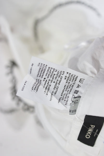 Pinko Womens A-Line Peasant Skirt White Cotton Stretch Size 6