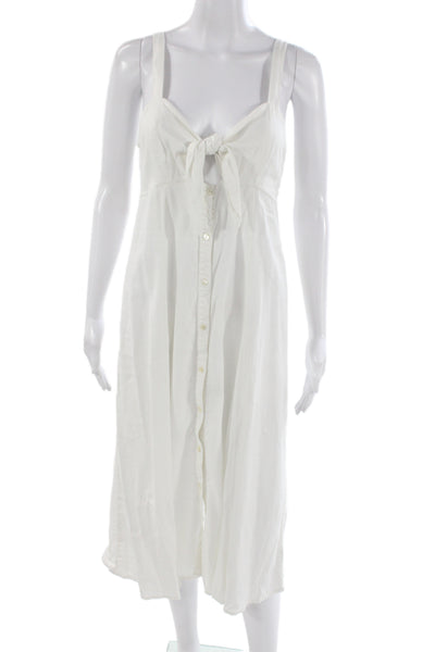 Splendid Women White Sleeveless Shirt Dress Midi Size M