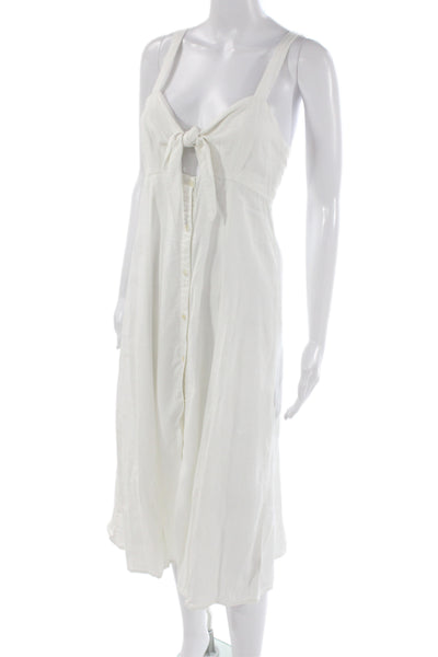 Splendid Women White Sleeveless Shirt Dress Midi Size M