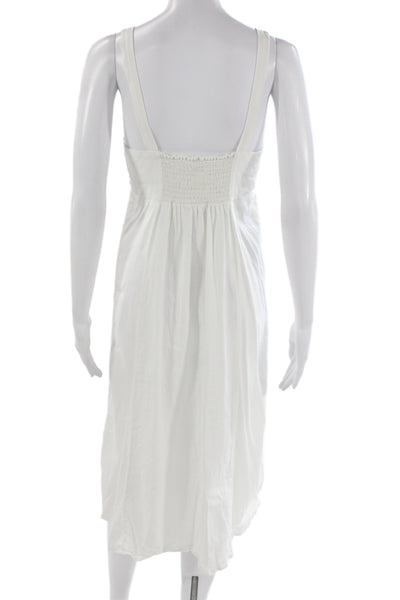 Splendid Women White Sleeveless Shirt Dress Midi Size M