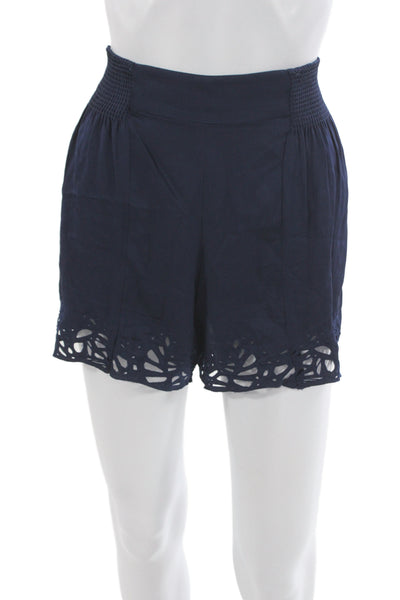 Catherine Malandrino Unisex Dark Blue Silk Blend Boho Shorts Size 6