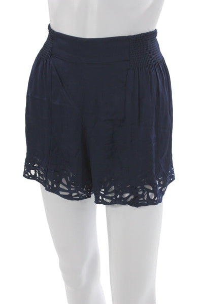 Catherine Malandrino Unisex Dark Blue Silk Blend Boho Shorts Size 6