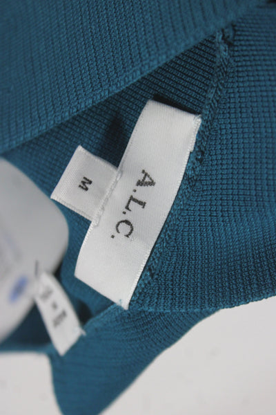 A.L.C. Women Cropped Blue Square Neck Tank Rayon Blend Size M