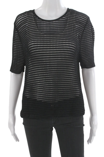 Torn by Ronny Kobo Women Black Round Neck Short Sleeve Top Grunge Size S