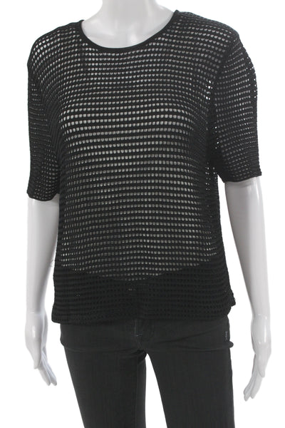 Torn by Ronny Kobo Women Black Round Neck Short Sleeve Top Grunge Size S