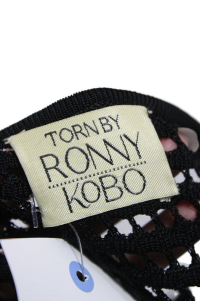 Torn by Ronny Kobo Women Black Round Neck Short Sleeve Top Grunge Size S