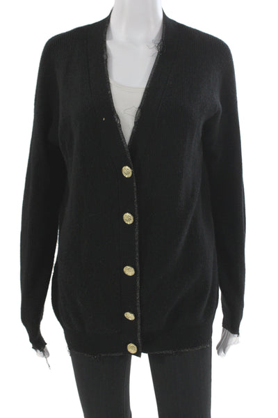 Pinko Unisex Cardigan Black Cashmere Blend V Neck Button Size S