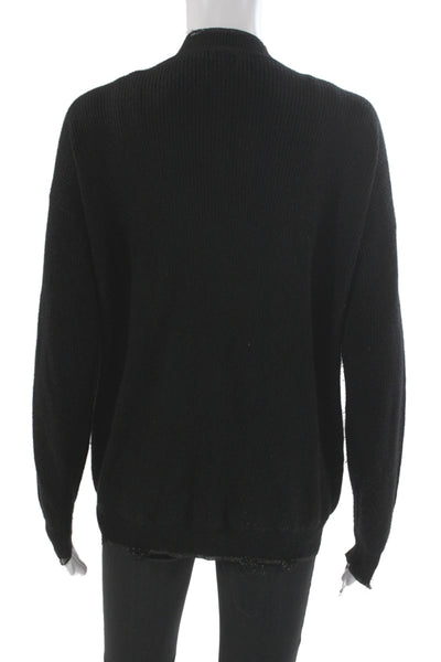 Pinko Unisex Cardigan Black Cashmere Blend V Neck Button Size S