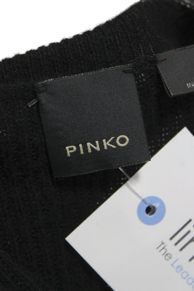 Pinko Unisex Cardigan Black Cashmere Blend V Neck Button Size S