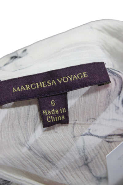 Marchesa Voyage Women Floral Collared Button Up Long Sleeve Blouse Size 6