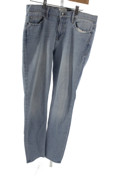 Frame Denim Men Straight Jeans Light Blue Mid Rise 30in Size 33