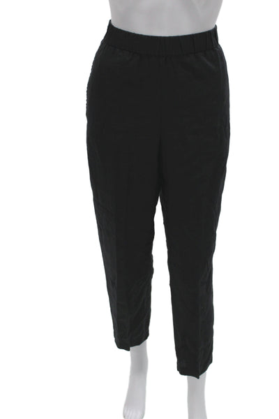 Eileen Fisher Womens Ankle Cropped Pants Black Organic Linen Petites Size XS