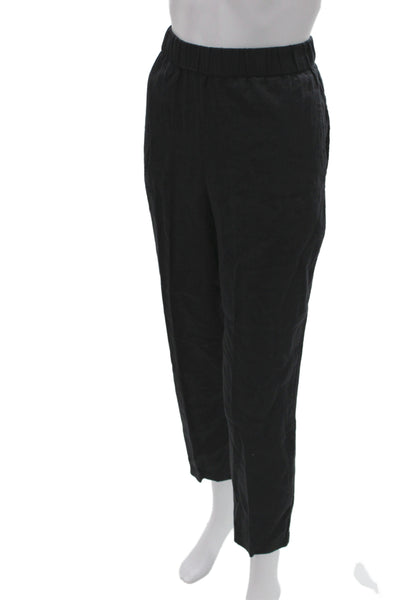 Eileen Fisher Womens Ankle Cropped Pants Black Organic Linen Petites Size XS