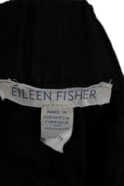 Eileen Fisher Womens Ankle Cropped Pants Black Organic Linen Petites Size XS