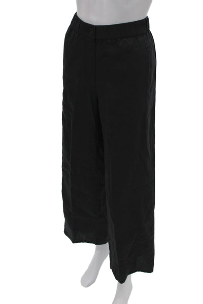 Eileen Fisher Women Ankle Cropped Pants Black Linen Petite Size XS