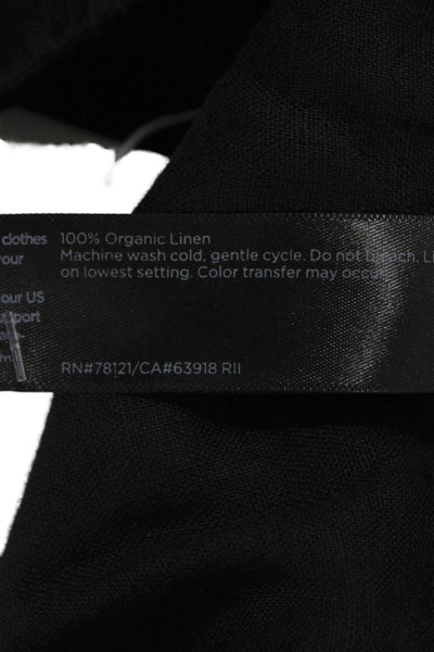 Eileen Fisher Women Ankle Cropped Pants Black Linen Petite Size XS