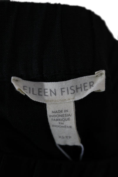 Eileen Fisher Women Ankle Cropped Pants Black Linen Petite Size XS