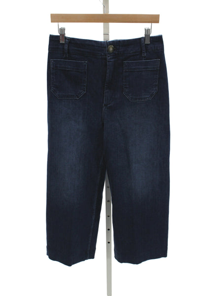 Pilcro Anthropologie Womens Cropped Wide Leg Jeans Dark Blue Size 29