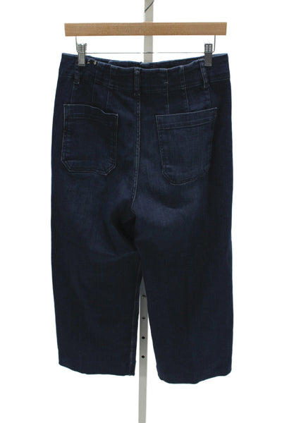 Pilcro Anthropologie Womens Cropped Wide Leg Jeans Dark Blue Size 29