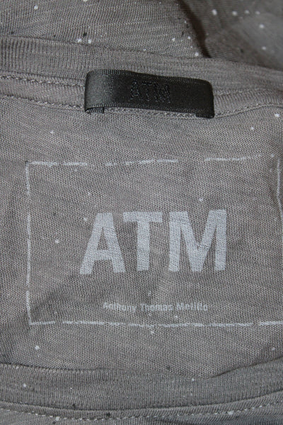 ATM Women Basic Long Sleeve Tee Dark Gray Cotton Polyester Round Neck Size L