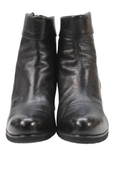 Andre Assous Womens Leather Zip Up Wedge Ankle Boots Black Size 8