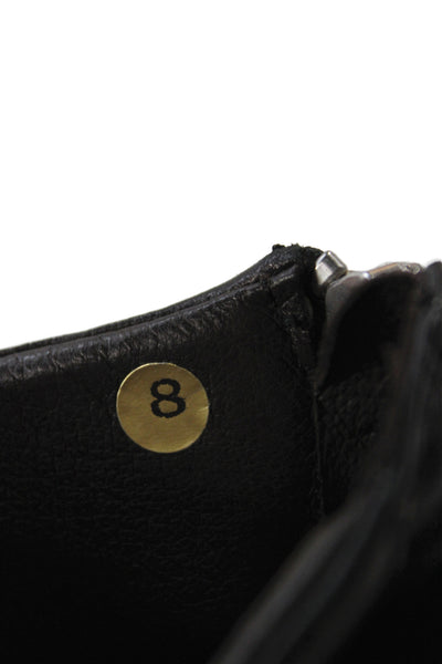 Andre Assous Womens Leather Zip Up Wedge Ankle Boots Black Size 8