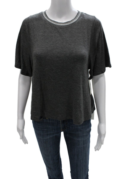 Velvet by Graham & Spencer Womens Basic Short Sleeve Crew Tee Dark Gray Size S