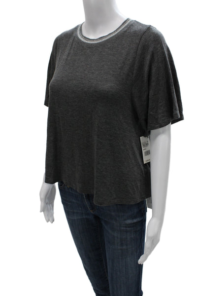 Velvet by Graham & Spencer Womens Basic Short Sleeve Crew Tee Dark Gray Size S