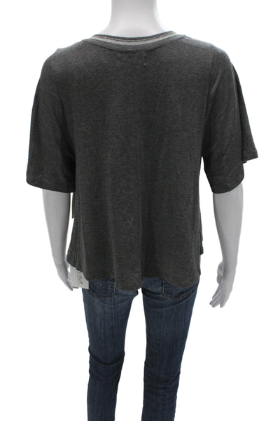 Velvet by Graham & Spencer Womens Basic Short Sleeve Crew Tee Dark Gray Size S