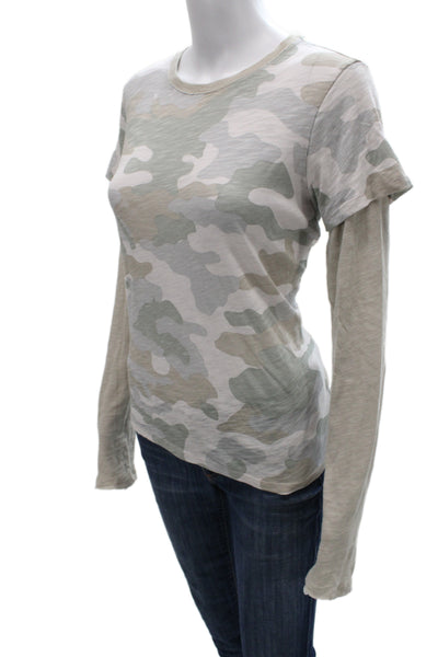 ATM Womens Basic Camouflage Cotton Crew Neck Long Sleeve T-Shirt Size M